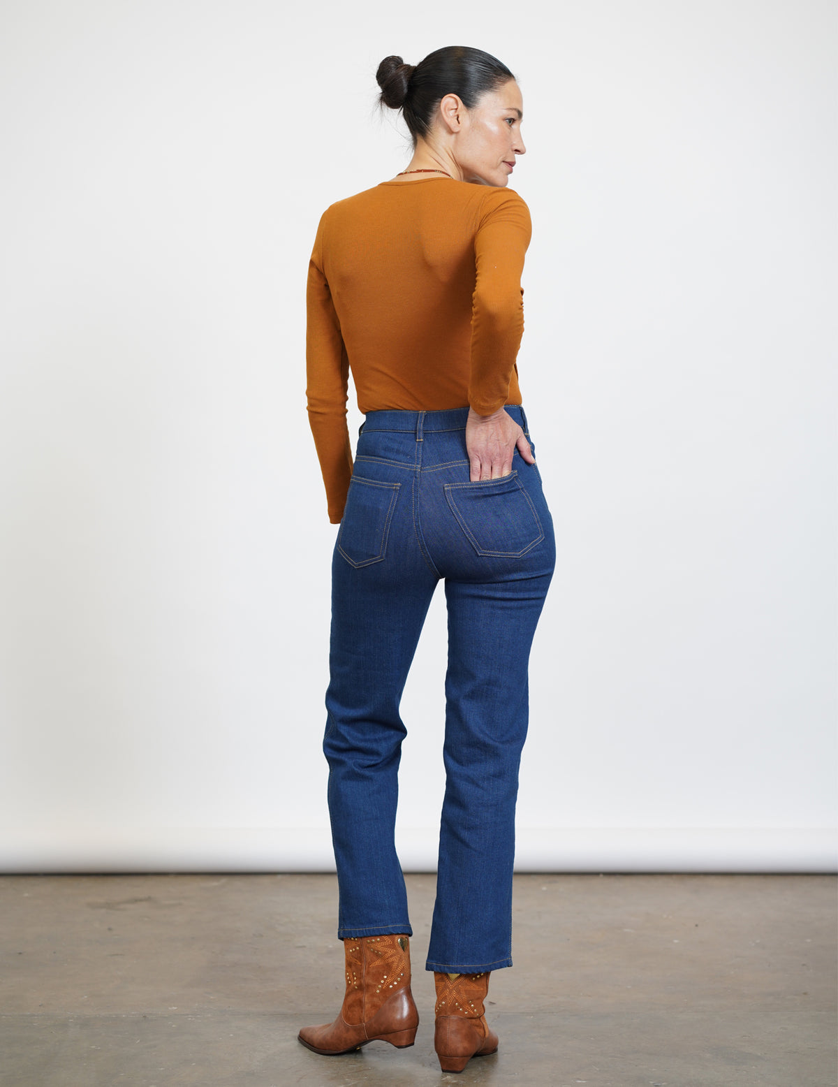 ג'ינס G DENIM גזרה רחבה כחול עמוק